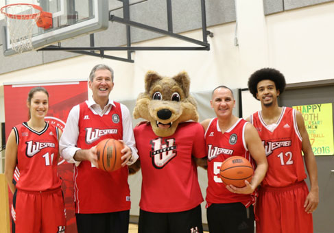 Wesmen Forward, Shawn Pallister, Brian Pallister, Wes Lee Coyote, Kevin Chief (MLA),  Wesmen captain, Jamar Farley, ©UWinnipeg