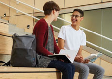 two students talking