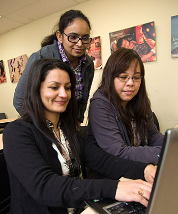 Access education students at a coomputer