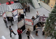 An overhead view of the poster symposium