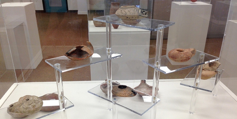 Artifacts and antiques inside glass cases
