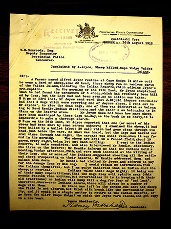 Image of a letter of complaint from 1918