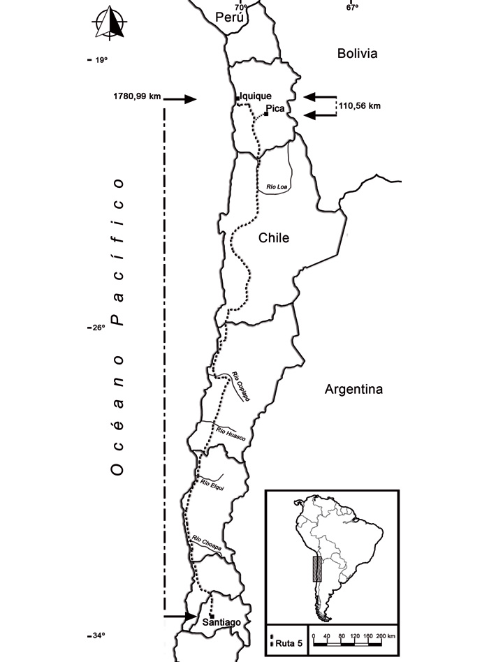 Santiago to Iquique Map