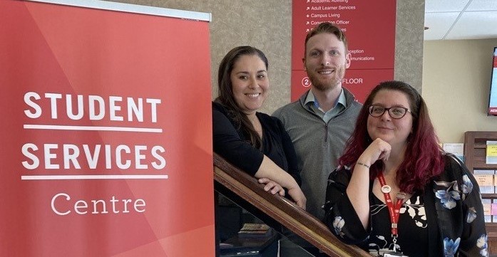 Career Services Advisors on stairs