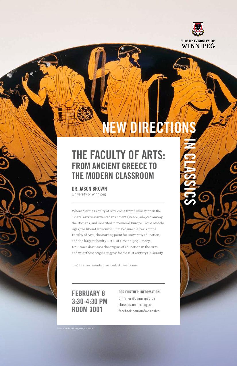 Promo poster for Mr. Jason Brown's New Directions in Classics lecture, Feb 8, 2019 (text on web page)