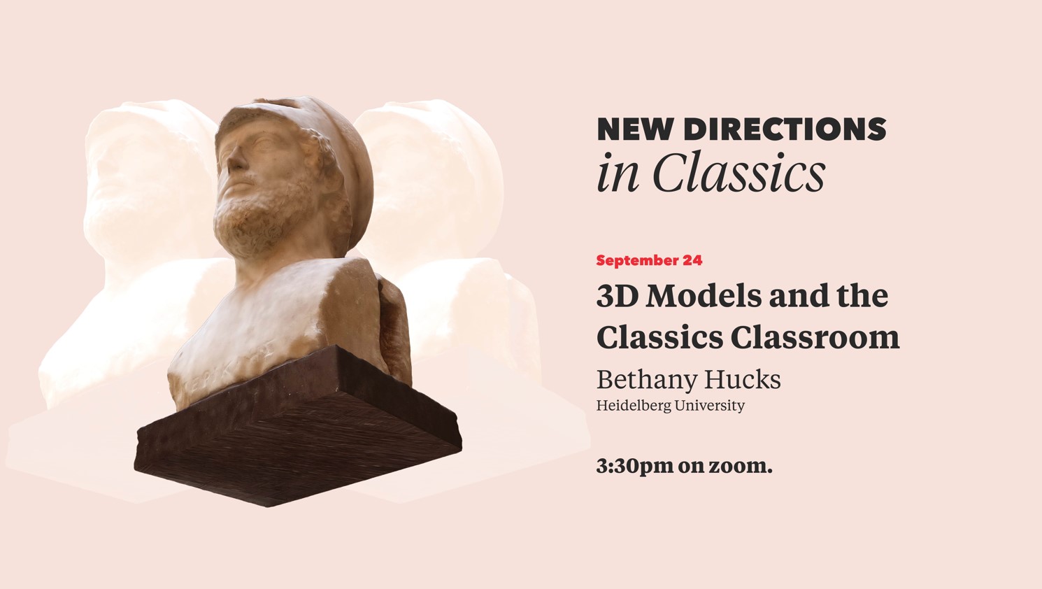Promo image for Sept 24 New Directions in Classics lecture, full text on web page