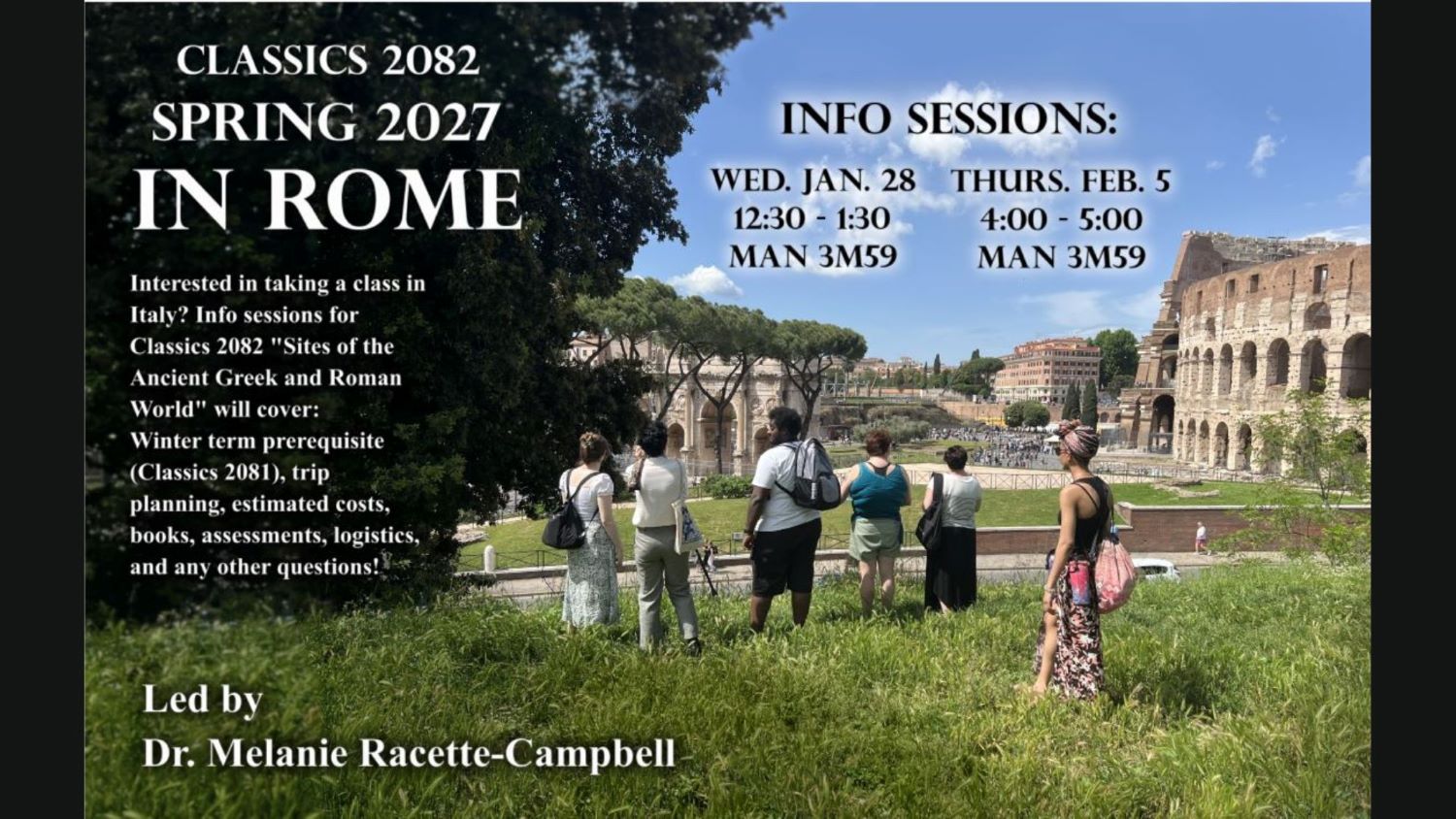 Students observing ancient Roman ruins