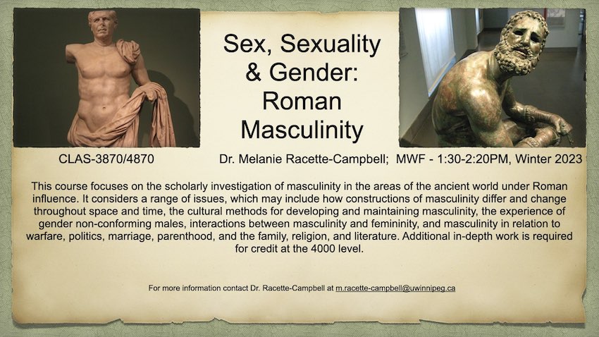 Course description for Sex, Sexuality and Gender : Roman Masculinity