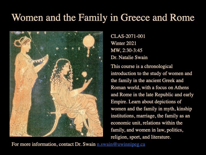 Promotional poster for Women and Family in Ancient Greece and Rome