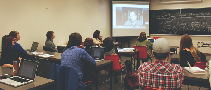 Students watching a video