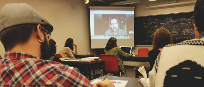 Students watching a video 