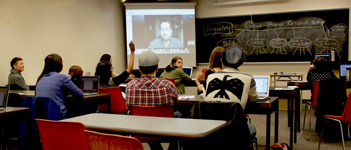 Students watching a video 