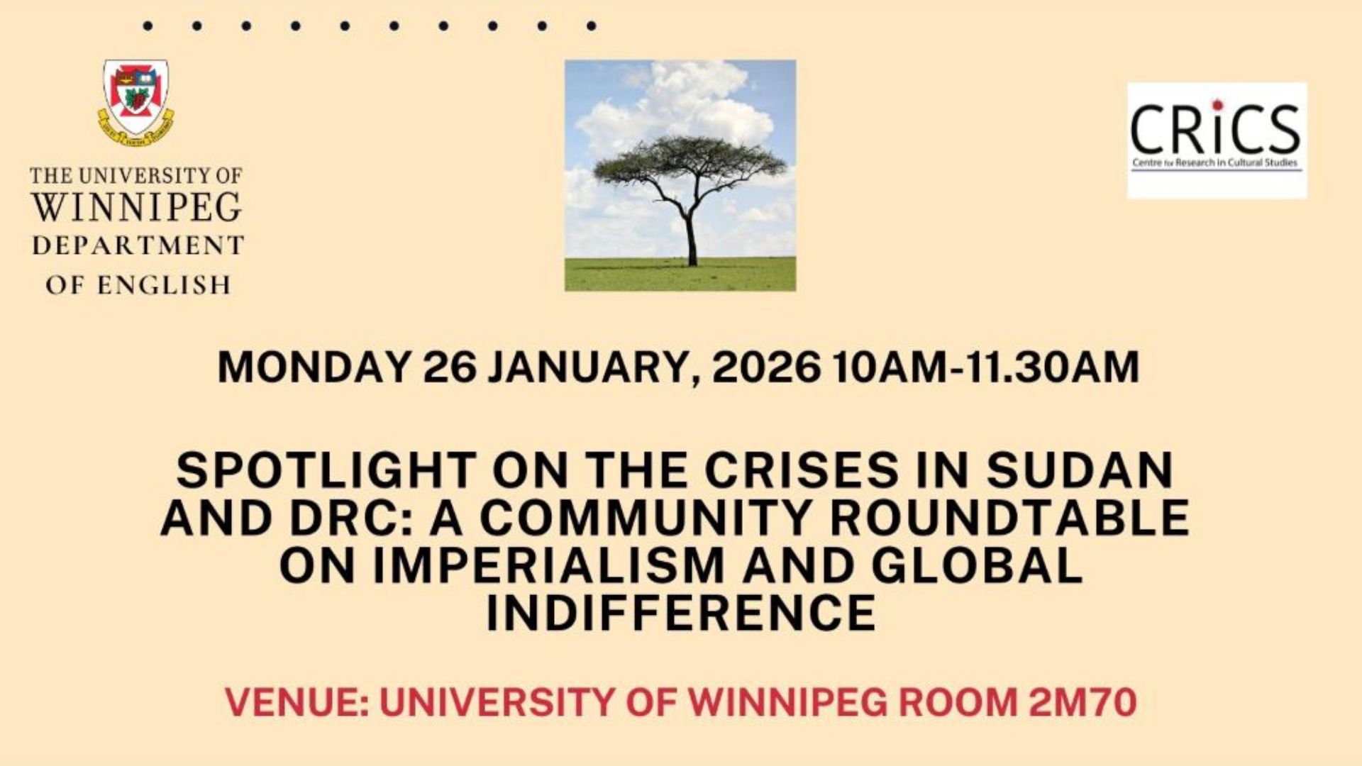 Sudan and the DRC Community Roundtable event poster