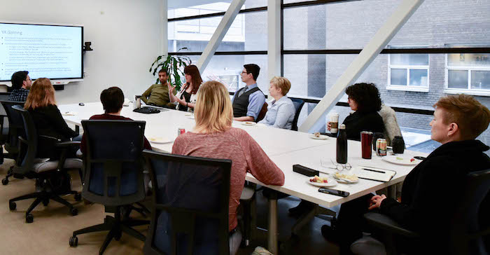 Students and faculty in the Knowledge Mobilization Lab.