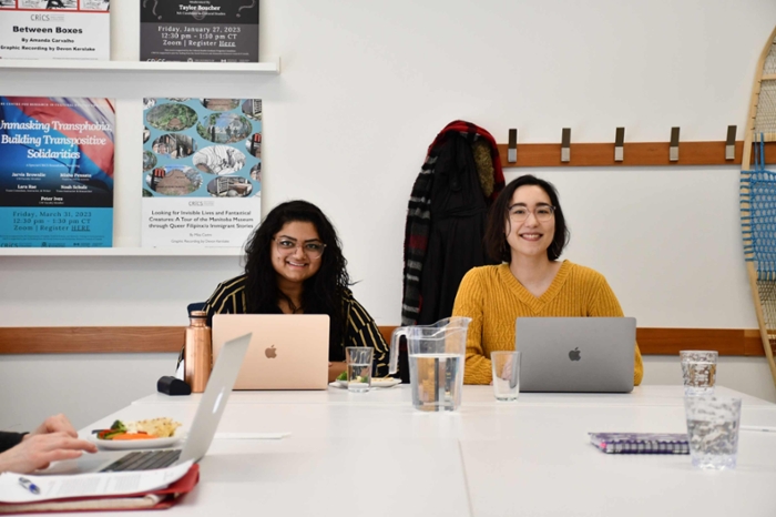 Aarzoo Singh and Leah Kuragano smiling in the CRiCS centre