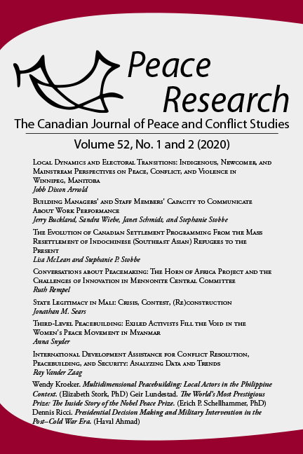 Cover of Canadian Journal of Peace and Conflict Studies