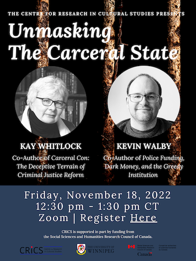 Unmasking the Carceral State poster with author photos and event information