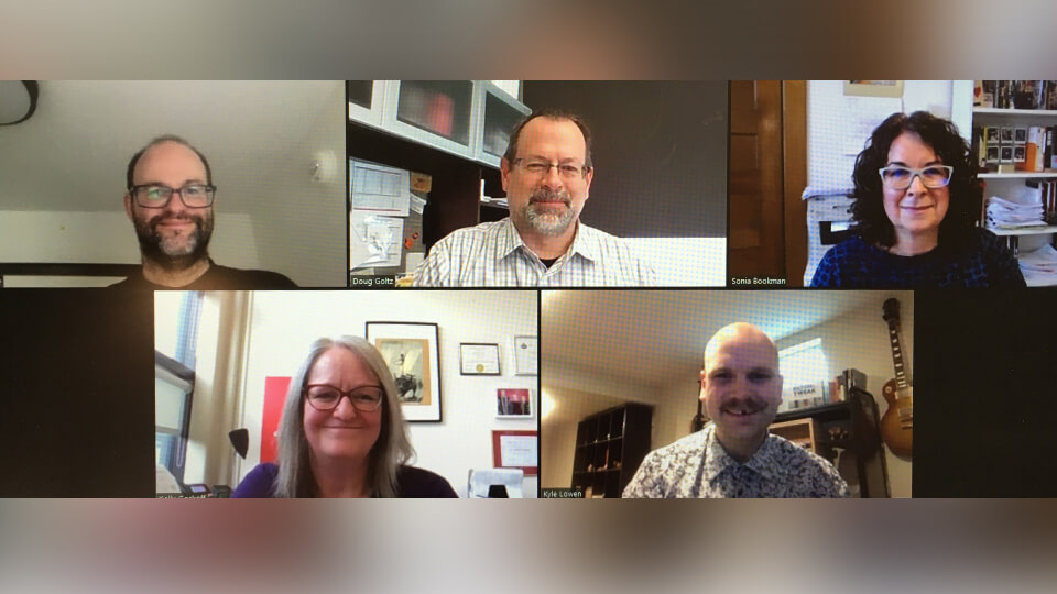 Screenshot of five people in a ZOOM meeting