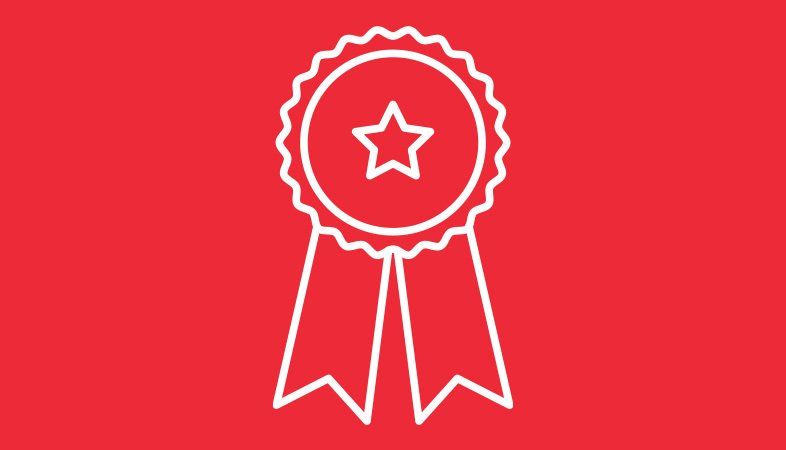 Graphic of an ribbon on a red bacground