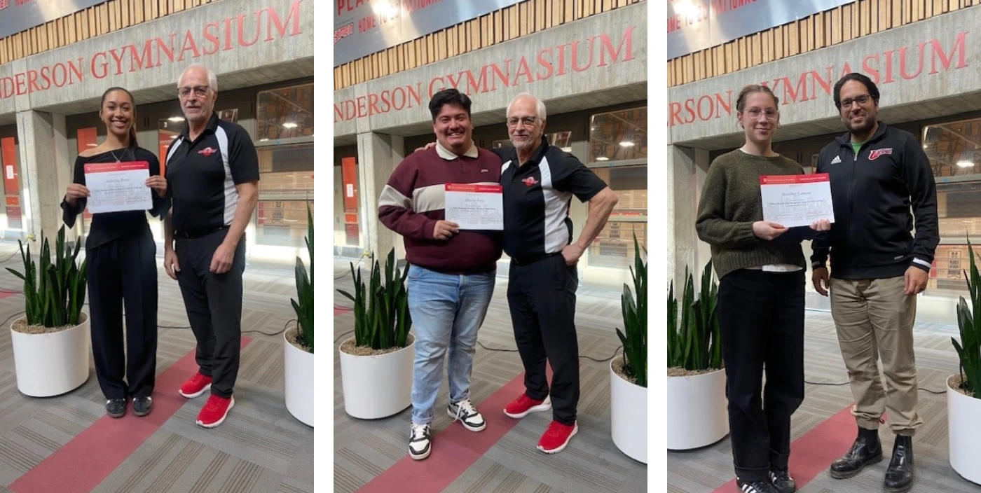 Jadeline Borja, Alberto Pozo, and Heather Lamont accepting awards