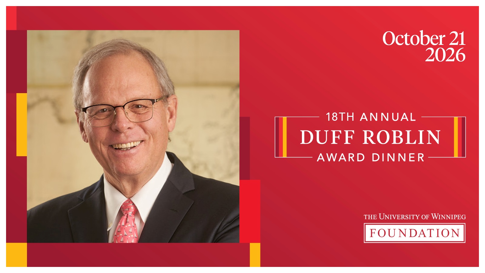Duff Roblin Banner with Sandy Riley photo