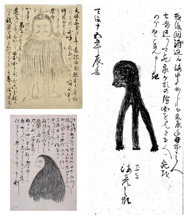Various illustrations of Amabie.