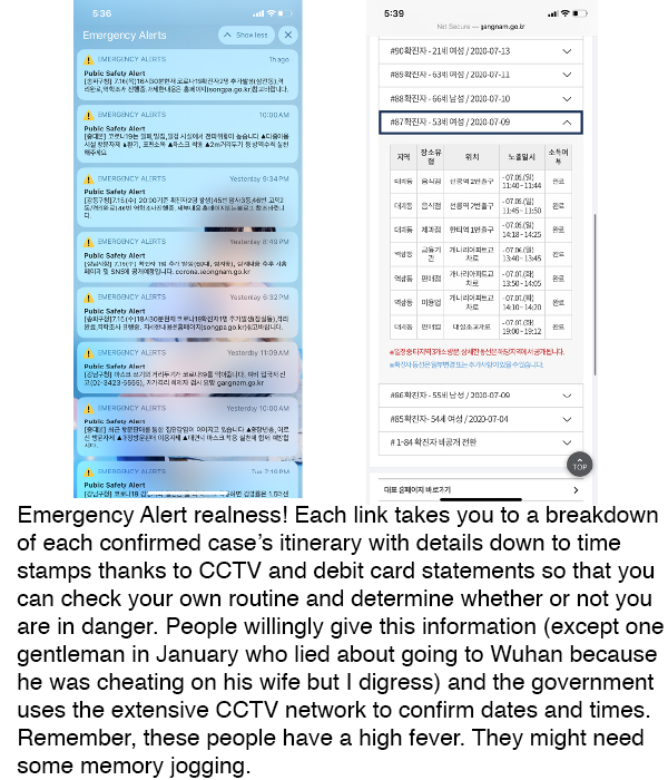 Emergency alerts from the Korean Government.