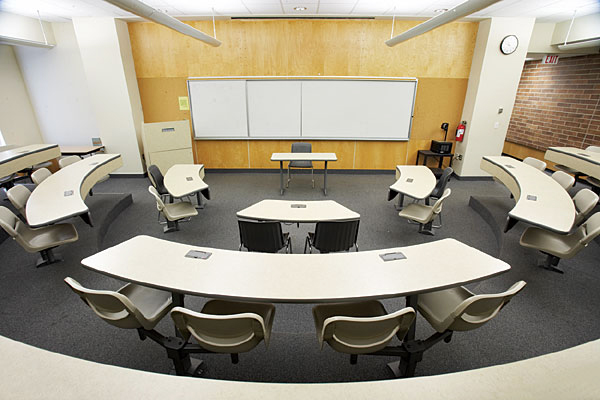 View of classroom from back of room