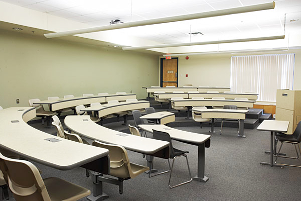 View of classroom from side of room