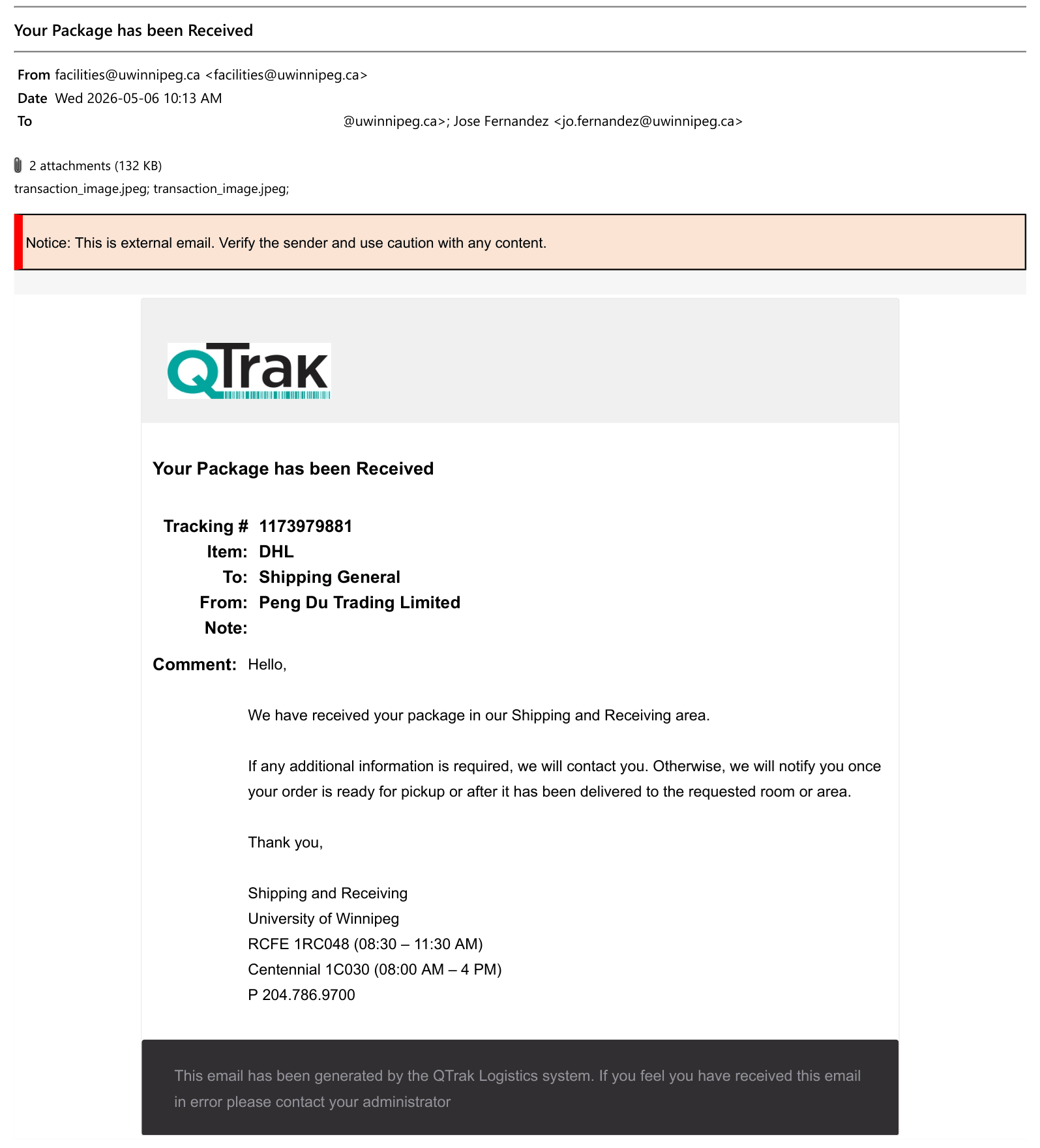 Qtrak email