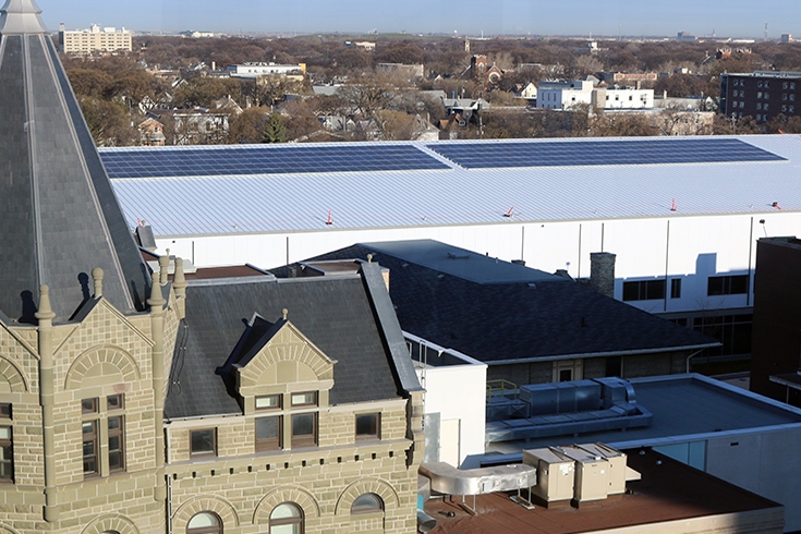 540 Solar Panels on the roof of the Axworthy Health and RecPlex. 