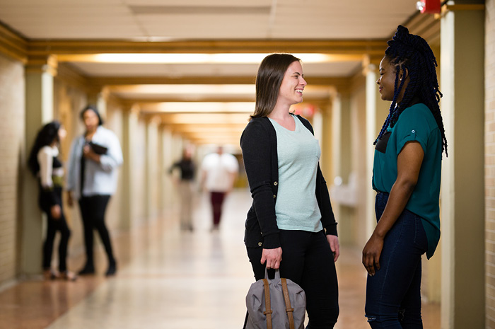 Hanging out between classes in Manitoba Hall.