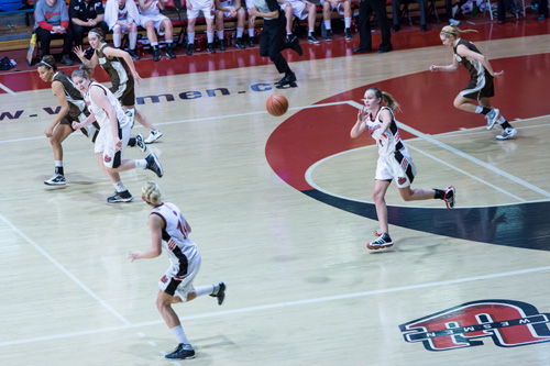 An exciting Wesmen Women's basketball game.