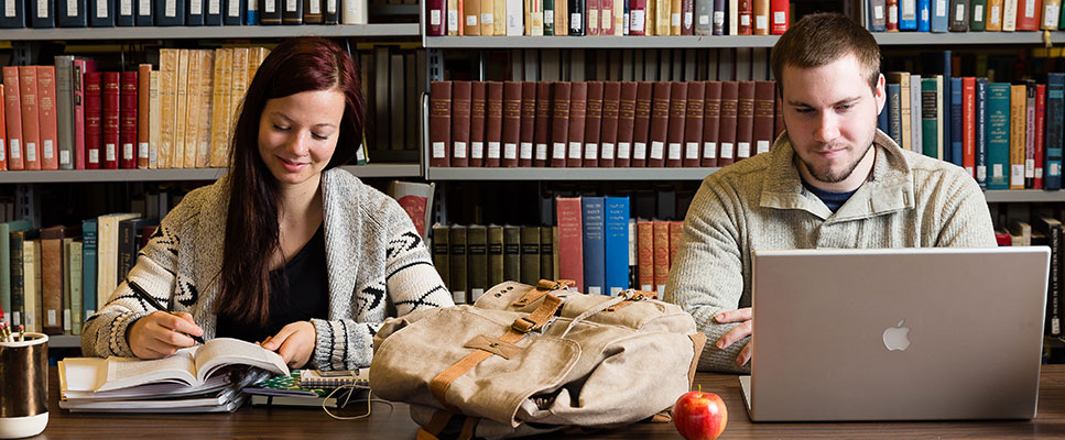 Students studying in the library