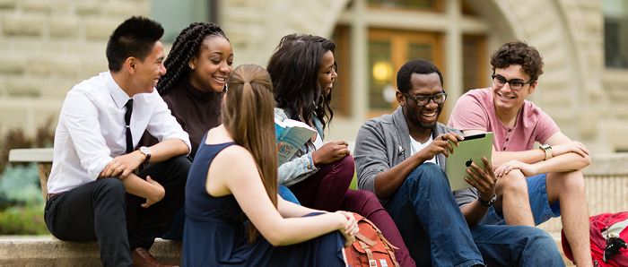 Students on steps of Wesley Hall