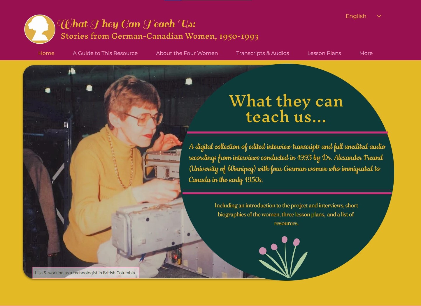 Home page for the What They Can Teach Us: Stories from German-Canadian Women, 1950-1993 website