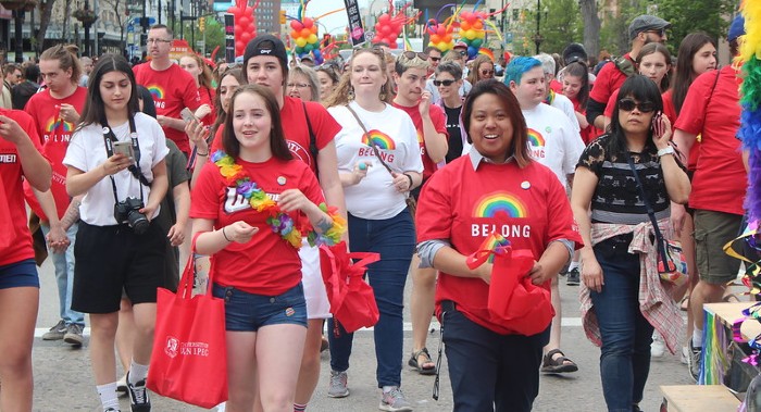 people marching