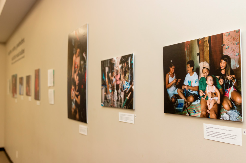 Photos hanging on a wall