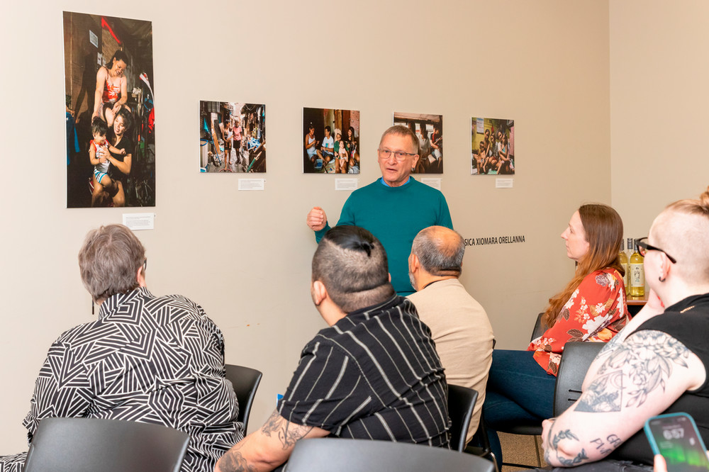 David Bruer gives a tour of the exhibit