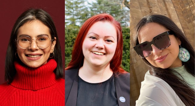 Left to right: Magi Hadad, Katrina Leclerc, and Brittany Lavallee have each found success in their chosen fields after graduating from UWinnipeg’s Global College.