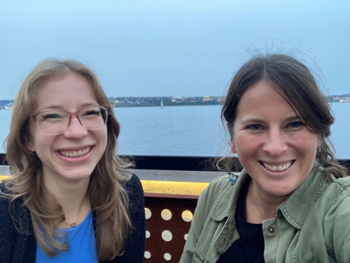 Rielle Miller and Shauna Labman with the ocean in the background