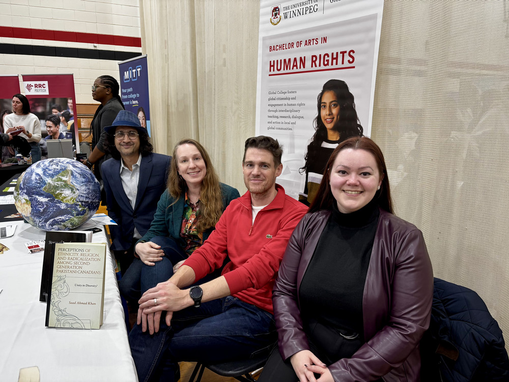 Human Rights professors Saad Khan, Kristi Kenyon, Matthew Hamilton, and Katrina Leclerc