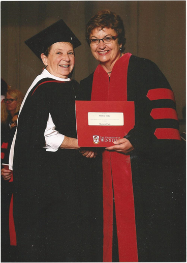 Marlene Milne receives a Master's of Arts in Cultural Studies from Dr. Mavis Reimer