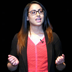 Student presenting