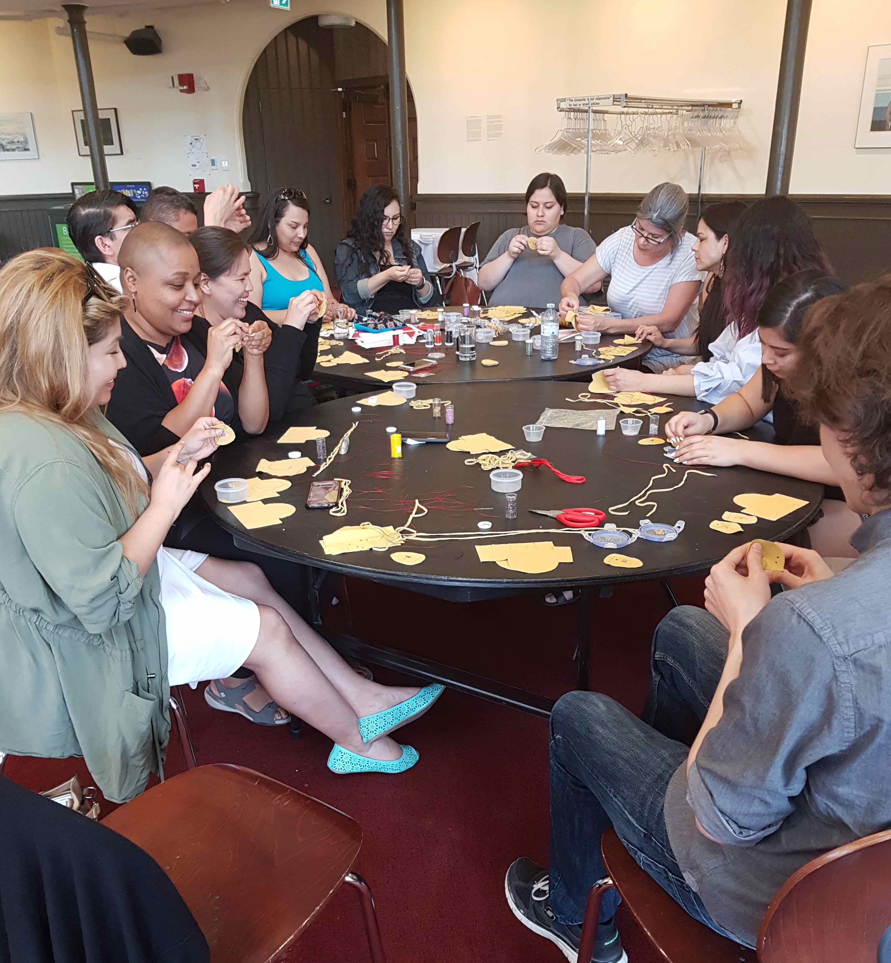 Students making moccasins. 