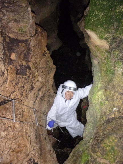 Nicole Dorville in cave