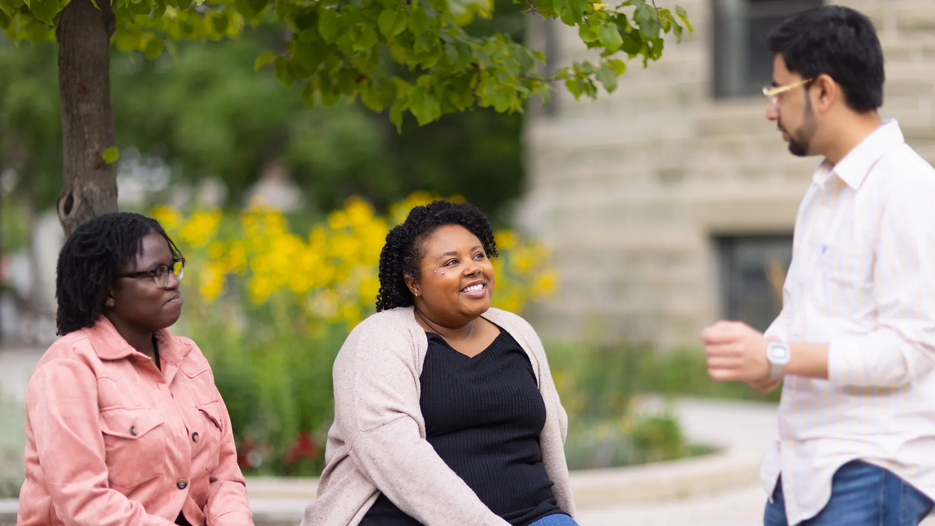 Students outsided talking