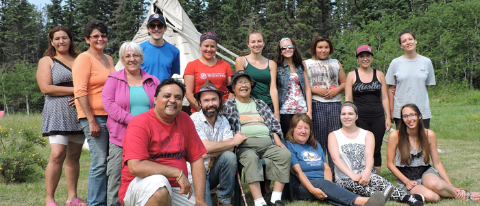 Outdoor picture of students and faculty