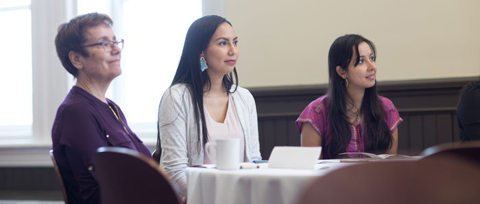 President Trimbee, Angeline Nelson, and Gabriela Jimenez