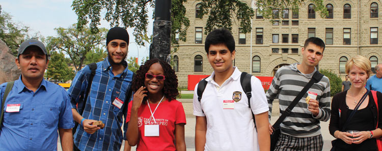 Group of Students in front of Wesley Hall